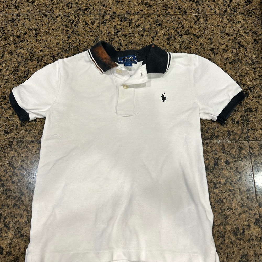 Polo by Ralph Lauren White Polo Shirt with Black Accents